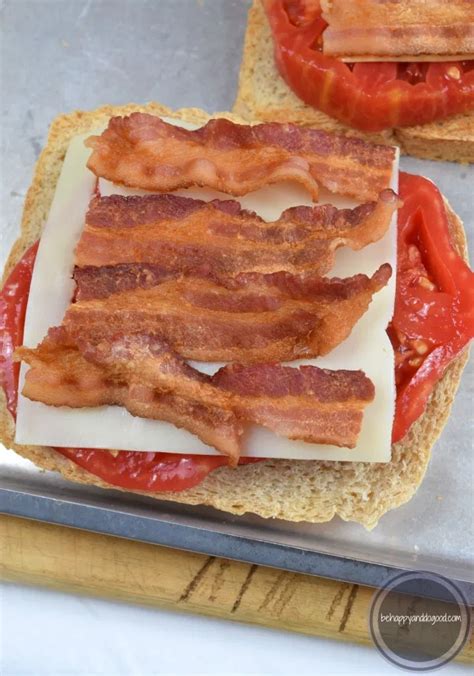Open Faced Bacon Tomato And Cheese Sandwich Recipe Bacon Tomato