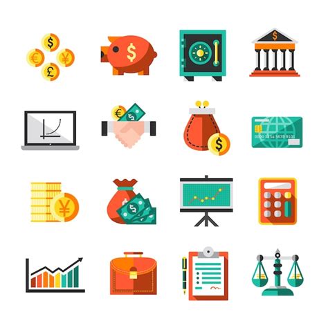 Free Vector Finance Banking Business Money Exchange Icons Set With