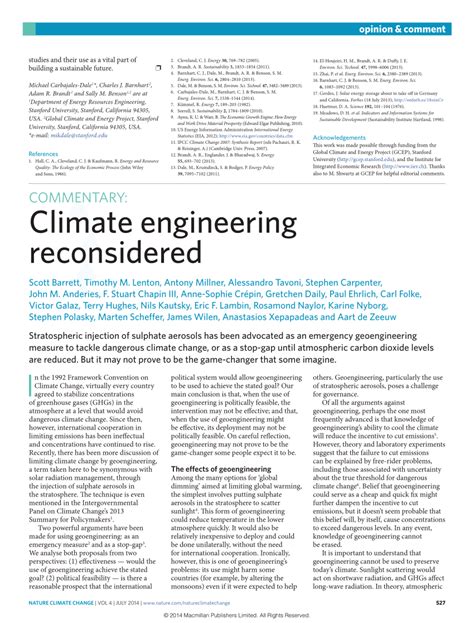 Pdf Climate Engineering Reconsidered