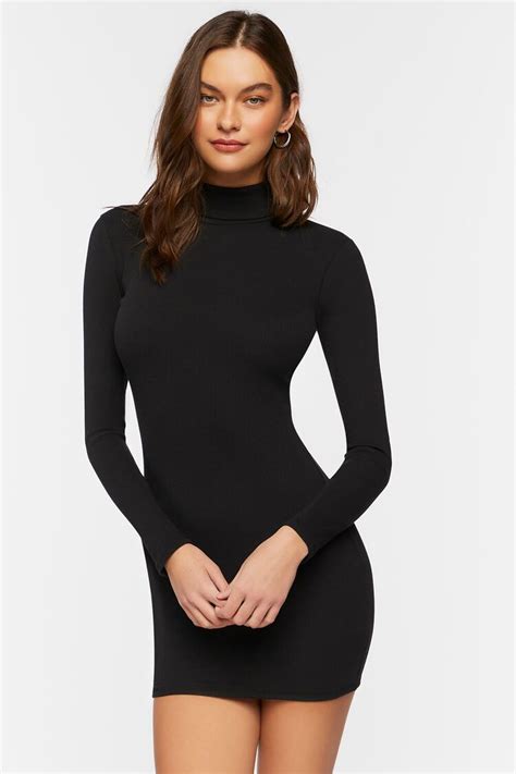 turtleneck bodycon mini dress