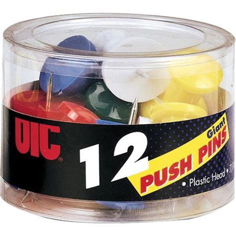 Officemate Giant Push Pins Assorted Colors 12pack 92902
