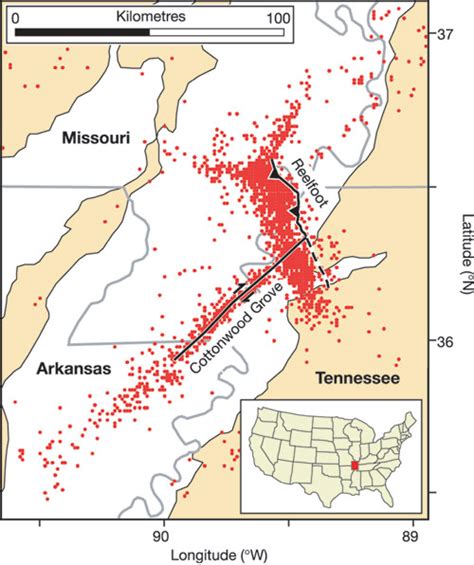 Map Of The New Madrid Seismic Zone As Illustrated By Microseismicity