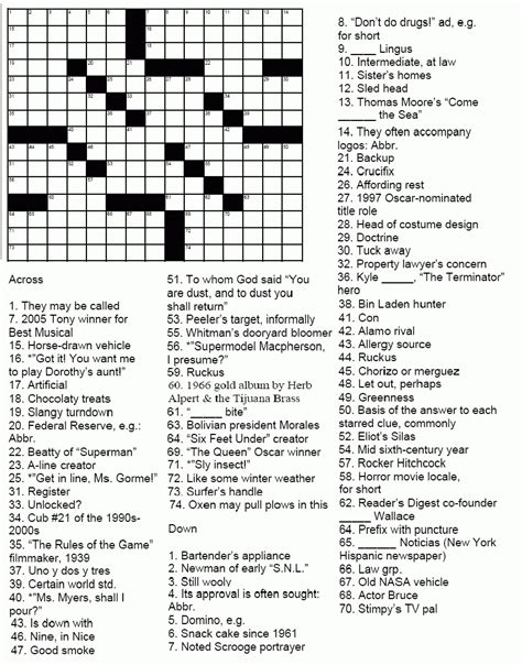 Print learning resources (crossword puzzle): Printable Crossword Puzzle Movies | Printable Crossword Puzzles