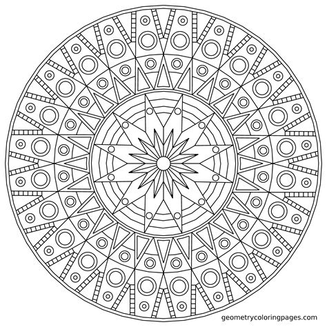 Sundial Geometry Coloring Pages Mandalas Circulares Mandala Flower