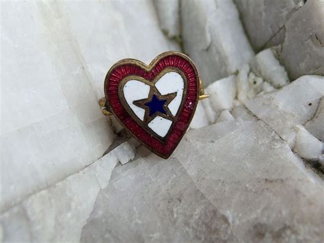 Wwii Vintage Enamel Heart Shaped Son In Service Pin Homefront
