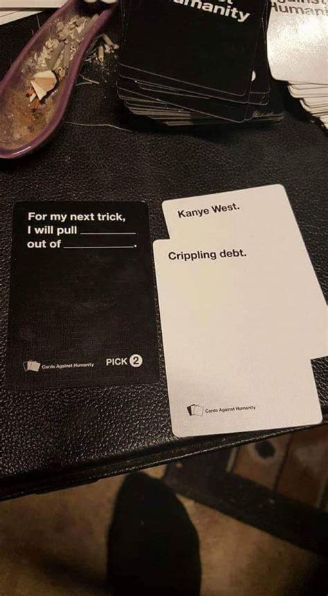 This is the official ceremonial ending of a good game of cards against humanity, and this card should be reserved for the end. Cards Against Humanity Has Released A Period Pack For All The Times We Couldn't Find The Words ...