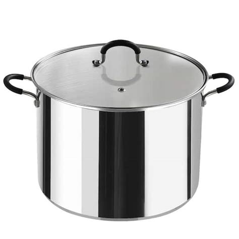 Cook N Home Qt Stainless Steel Stock Pot With Glass Lid Nc The Home Depot