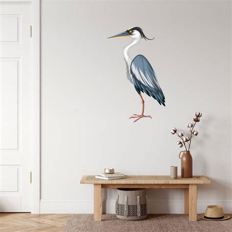 Tropical Heron Removable Printed Wall Decal Coastal Home Decor Etsy