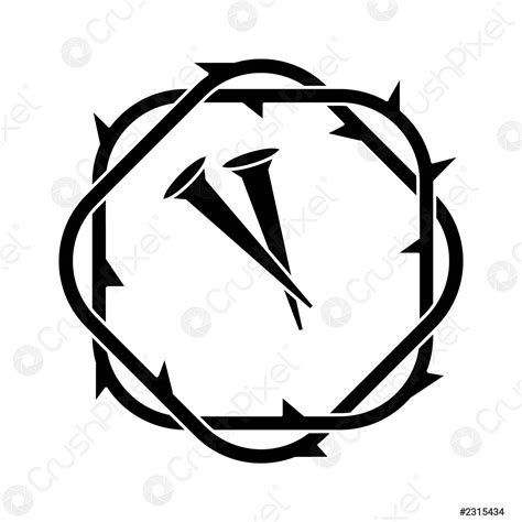 Crown Of Thorns And Nails Glyph Icon Symbols Of Passion Stock Vector