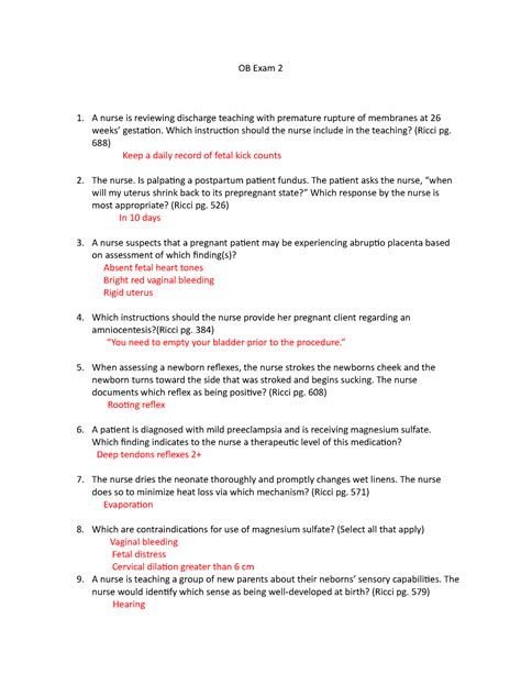 OB Exam 2 - Exam 2 notes for Maternal class - OB Exam 2 A nurse is