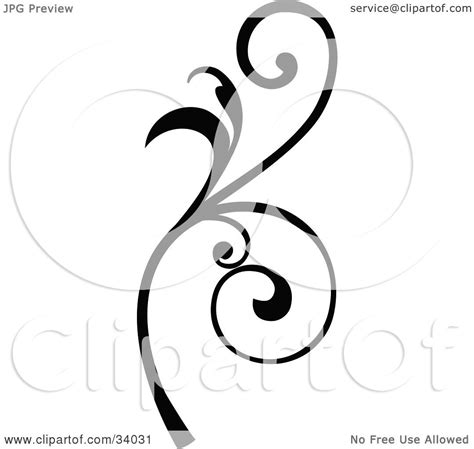 Clipart Illustration Of A Black Scroll With Curly Vines By Onfocusmedia