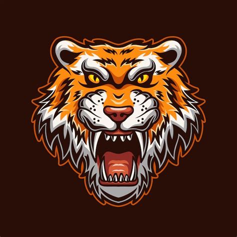 Premium Vector Roaring Tiger Animal Head Cartoon Logo Template