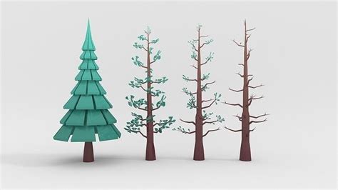 3d Model Low Poly Pine Tree Collection Vr Ar Low Poly Cgtrader