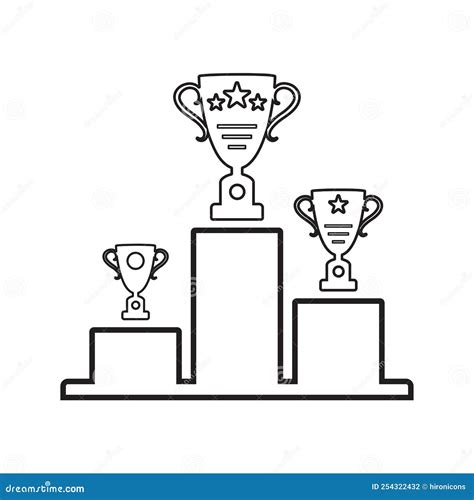 Cup Stage Win Outline Icon Line Art Vector Stock Illustration
