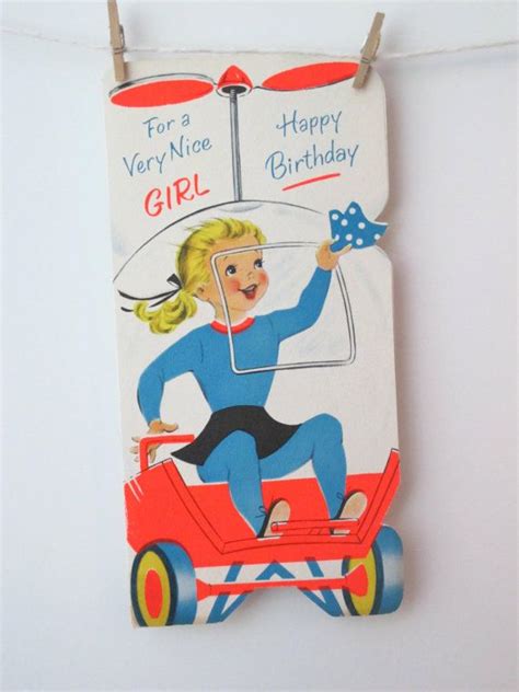 Vintage Greeting Card 1960s Girl Happy Birthday Etsy Vintage