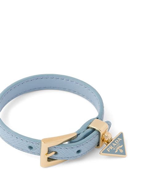 Prada Triangle Logo Leather Bracelet Farfetch