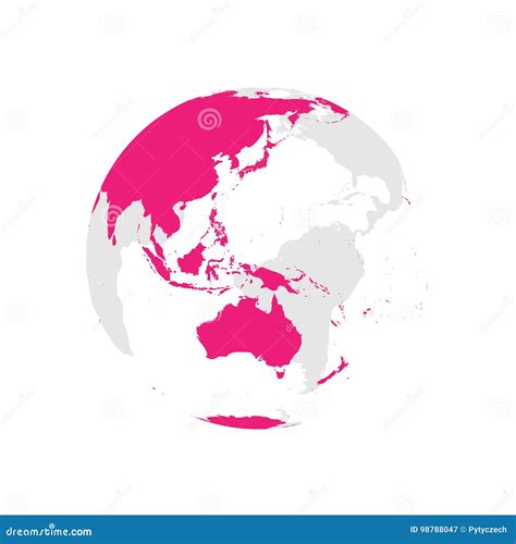 Pink Map Of World High Detail Blank Political Map Vector Illustration