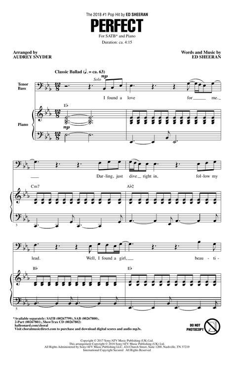 ed sheeran perfect sheet music notes chords download printable piano vocal guitar right hand
