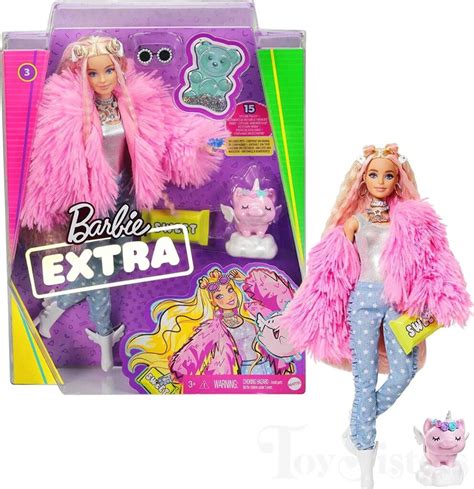 20192020 Barbie Extra 3 Pink Fluffy Coat Doll Grn28 Toy Sisters