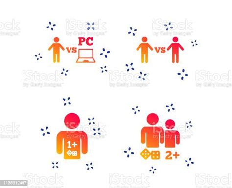 Gamer Icons Board And Pc Games Players Vector Stock Illustration