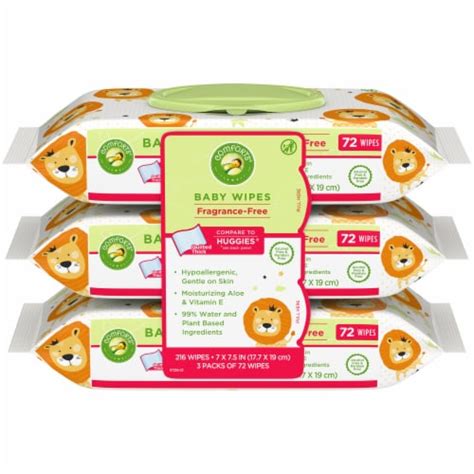 Comforts Fragrance Free Baby Wipes Flip Top Packs 3 Pk 72 Ct Fred