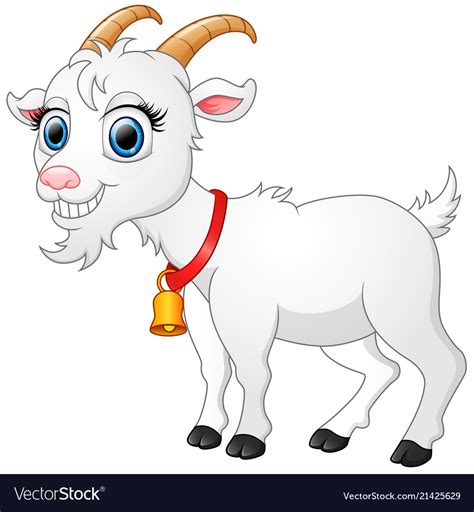 Cute White Goat Cartoon Royalty Free Vector Image