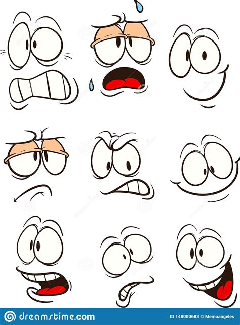 Cartoon Faces With Different Expressions Stock Vector