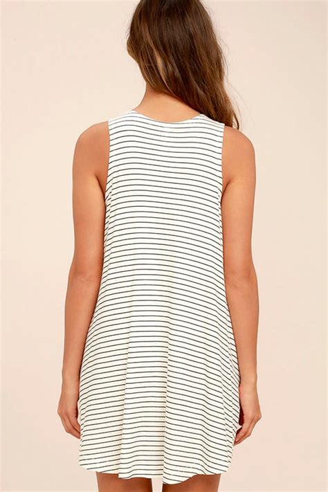 rvca sucker punch ivory striped dress swing dress sleeveless dress 49 00