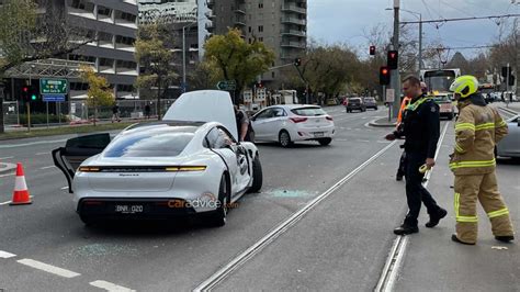 Australias First Wrecked Porsche Taycan 200k Electric Car Crashes In