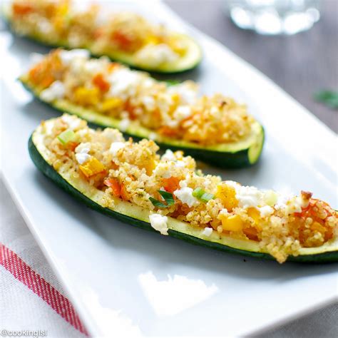 Zucchini, some oyster mushrooms (you can use other types. Quinoa Stuffed Zucchini Boats