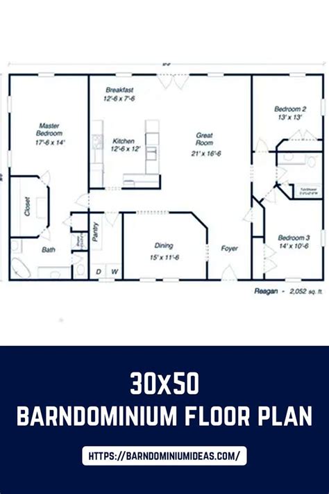 30x50 Barndominium Floor Plan Barndominium Floor Plans Pole Barn