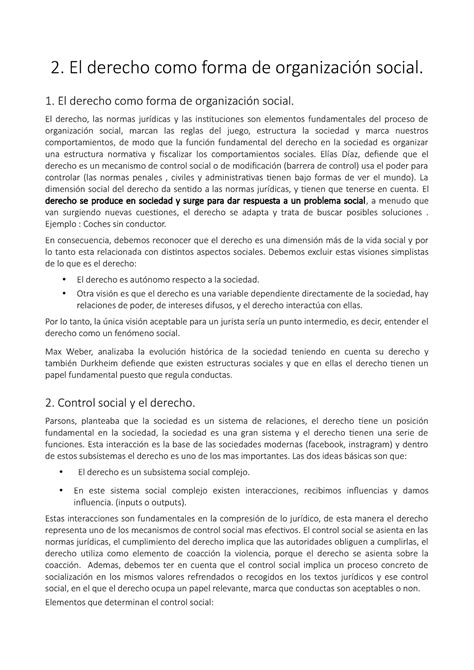 Tema 2 Teoría Del Derecho 2 El Derecho Como Forma De Organización