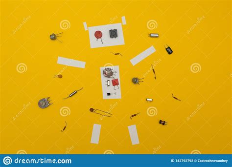 Disassembled Robot On A Yellow Background Stock Illustration