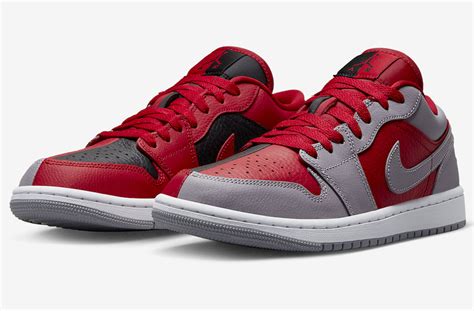 Air Jordan 1 Low Se Split Combines Bred With Gray And Red Solesavy