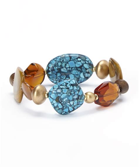 Embassy Jewels Turquoise Goldtone Stretch Bracelet Zulily Ring