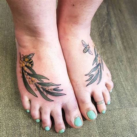 Drea Darling Tattoo On Instagram Matching Wattle Sprigs And Honeybees