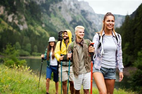 Group Of Happy Hiker Friends Trekking As Part Of Healthy Lifestyle