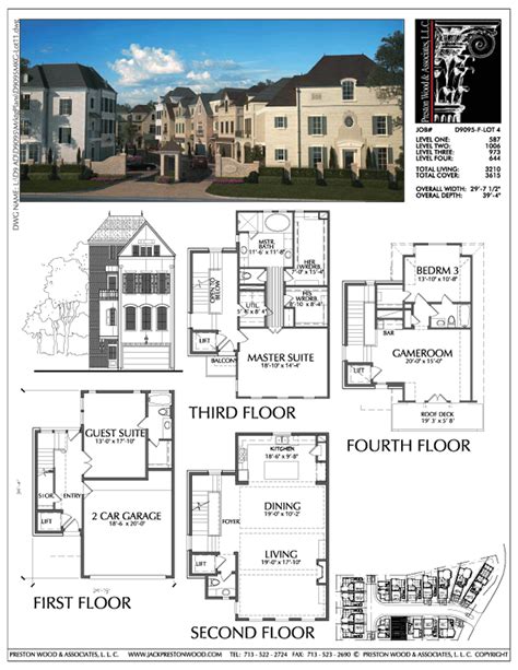 Four Story Townhouse Plan D9095 F Lot 4 Townhouse Building Design