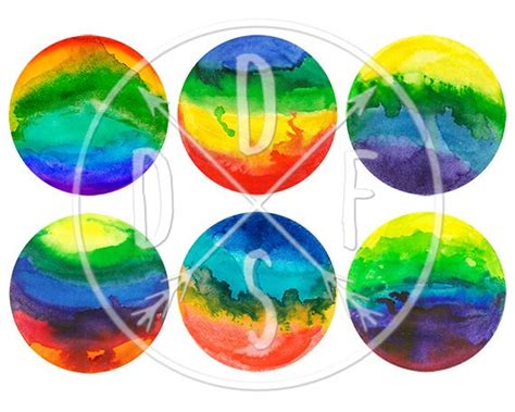 E0041 Watercolor Ombre Rainbow Color Circles By Dizzybrownbear