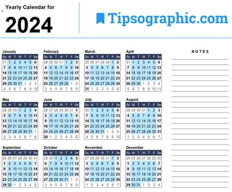 2024 Calendar Printable Yearly New Latest Incredible Printable