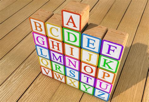 Cool college alphabet coloring for your sports teams. 3d model children alphabet blocks