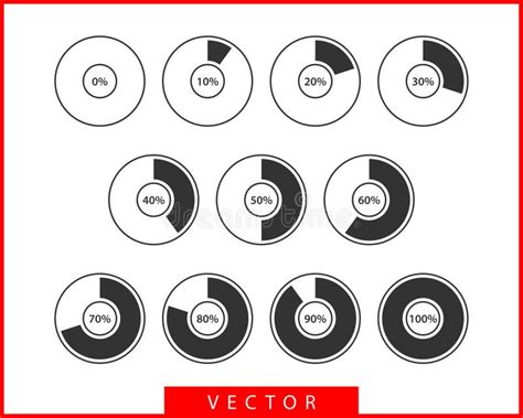 Set Pie Chart Icons Circle Diagram Vector Collection Charts Graphs