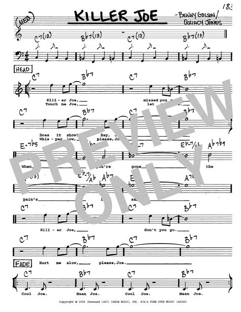 Benny Golson Killer Joe Sheet Music Chords And Lyrics Download Printable Jazz Pdf Score 946930
