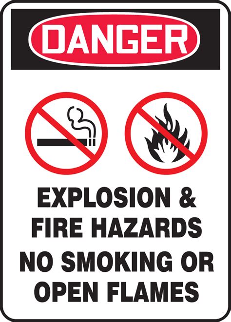Explosion And Fire Hazards Osha Danger Safety Sign