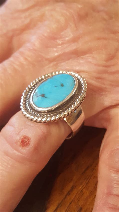Turquoise Sterling Silver Ring Size 8 5 Etsy Turquoise Sterling