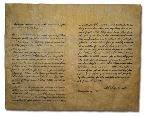 President Abraham Lincoln Gettysburg Address Historical Document, A reproduction of the 1863 ...