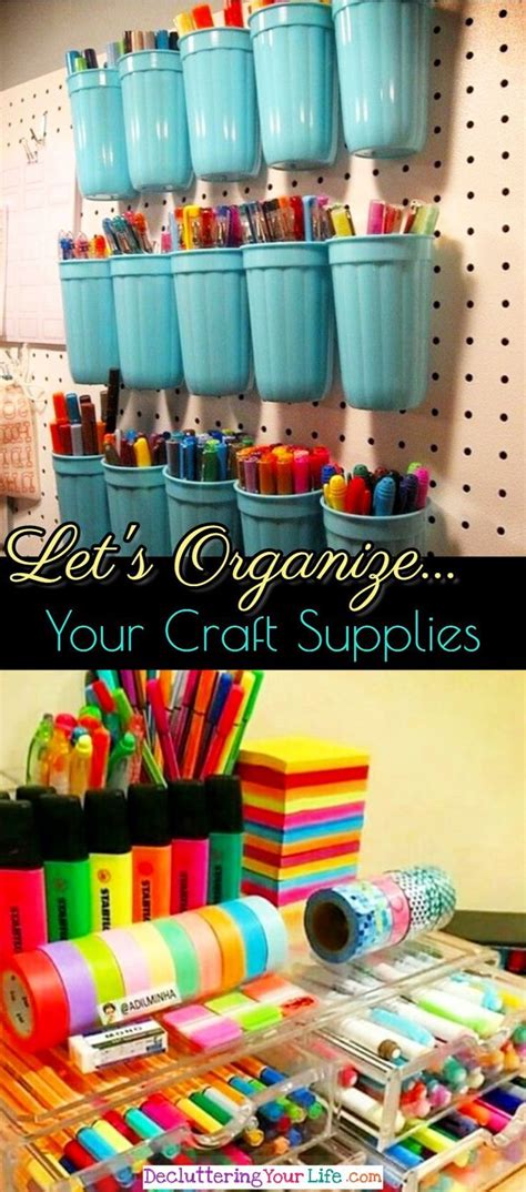 Add a bar to store ribbon and small baskets to hold rulers, scissors, and. Craft Room Organization - Unexpected & Creative Ways to ...