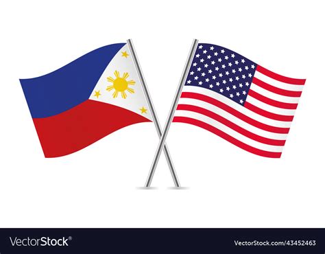 philippines and america crossed flags royalty free vector