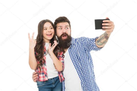 Selfie Con Papá Día De Los Padres Día De Los Niños Lazos Familiares