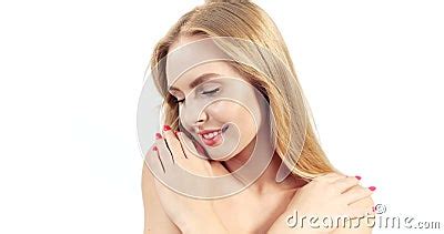 Blonde Woman With Eyepatches Stock Video Video Of Attractive Health